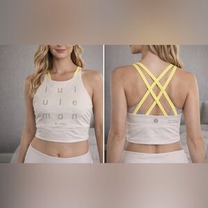 lululemon athletica Yellow and Cream Crossback Sports Bra